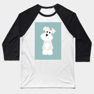 White Miniature Schnauzer Dog with Flower Baseball T-Shirt